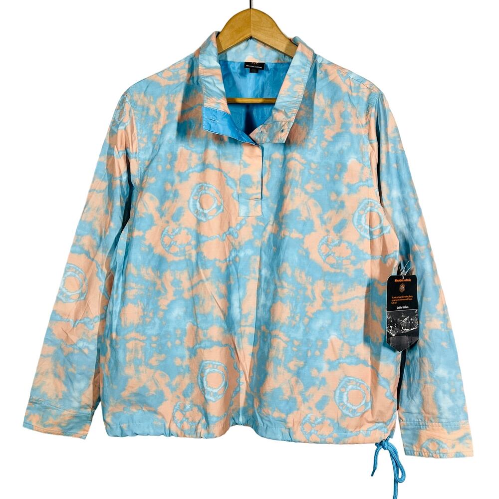 NEW! Mountain & Isles Tie Dye Pullover Top Jumper Casual Half Button Blue - L
